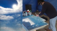 プロが缶スプレーで自然な青空と雲を描く方法動画アップの画像